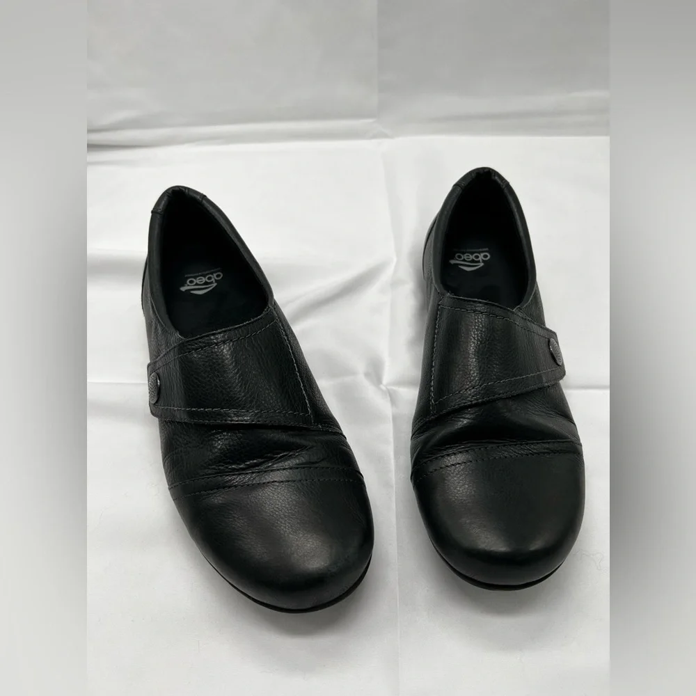 ABEO 24/7 Women's Shoes Comfort Ivonne Hook & Loop Soft Leather Black sz 8